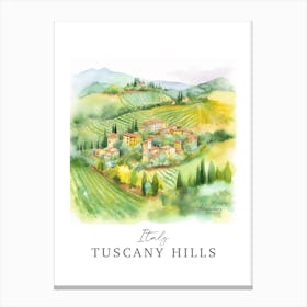 Italy Tuscany Hills Storybook 8 Travel Poster Watercolour Canvas Print
