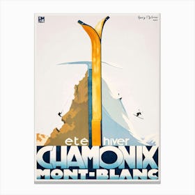 Vintage Ski Collection Chamonix Mont Blanc Canvas Print