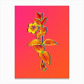 Neon Greater Periwinkle Flower Botanical in Hot Pink and Electric Blue n.0311 Canvas Print