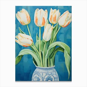 Flowers In A Vase Still Life Painting Tulips 3 Canvas Print