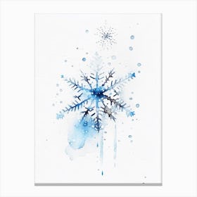 Unique, Snowflakes, Minimalist Watercolour 1 Canvas Print