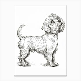 Dandie Dinmont Terrier Dog Line Sketch 3 Canvas Print