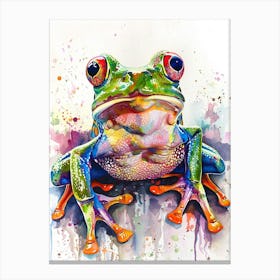 Frog Colourful Watercolour 3 Canvas Print