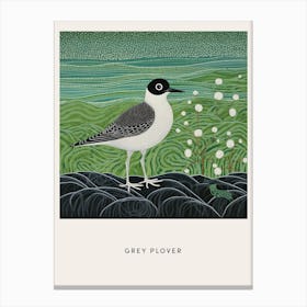 Ohara Koson Inspired Bird Painting Grey Plover 1 Poster Canvas Print