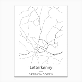 Letterkenny,Ireland Minimalist Map Canvas Print