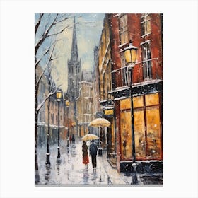 Vintage Winter Painting Cologne Germany 1 Canvas Print
