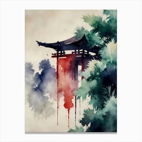 Watercolor Of A Pagoda 4 Canvas Print