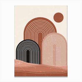 Geometric Minimalism Arches Circle Warm Colors Canvas Print