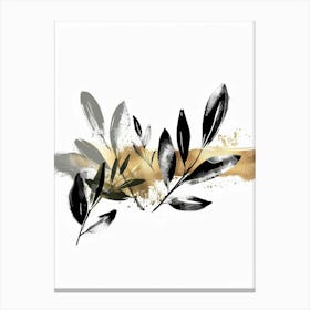 Black And Gold Leaves Canvas Print 1 Canvas Print