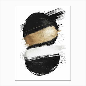 Black And Gold Brushstrokes 7 Canvas Print