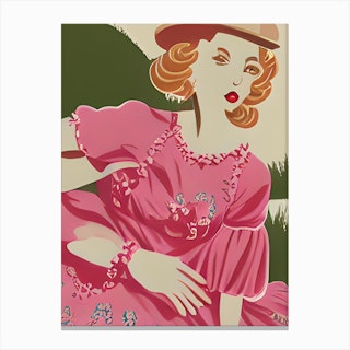 Cathy In Pink Dress Canvas Print
