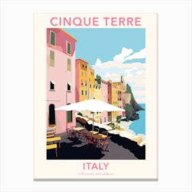 Cinque Terre, Italy, Flat Pastels Tones Illustration 1 Poster Canvas Print