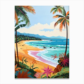 El Yunque Beach, Puerto Rico, Matisse And Rousseau Style 1 Canvas Print