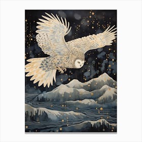Snowy Owl 3 Gold Detail Painting Canvas Print