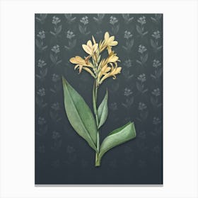 Vintage Water Canna Botanical on Slate Gray Pattern Canvas Print