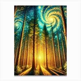 Starry Night In The Forest Canvas Print