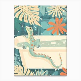 Lizard In The Bathtub Modern Abstract Illustration 5 Canvas Print
