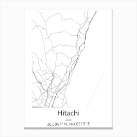 Hitachi,Japan Minimalist Map Canvas Print