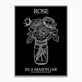 Rose In A Mason Jar Line Drawing 1 Poster Inverted Canvas Print