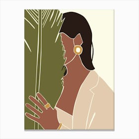 Woman Hand Drawing Boho Minimalist Pastel Colors 15 Canvas Print