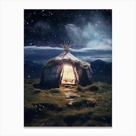 Yurt in a field in the style of cosmic surrealism 2 Canvas Print