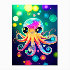Neon Octopus Canvas Print