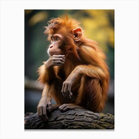 Thinker Monkey Deep In Thought Realistic 1 Canvas Print