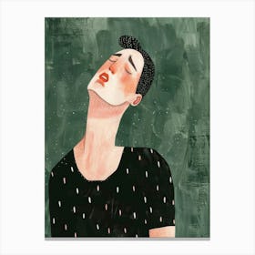 Illustration Of A Man With His Eyes Closed Canvas Print