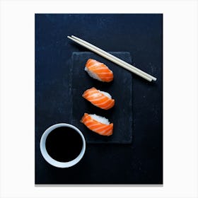 Sushi — Food kitchen poster/blackboard, photo art 2 Canvas Print