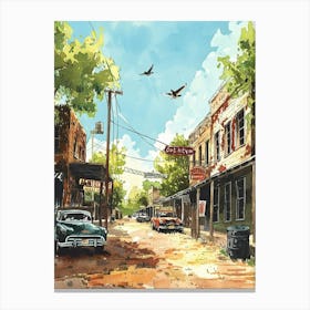 Storybook Illustration Sixth Street Austin Texas 2 Canvas Print