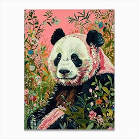 Floral Animal Painting Giant Panda 2 Canvas Print