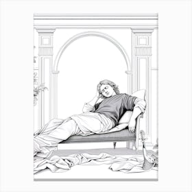 Line Art Inspired By The Death Of Marat 4 Canvas Print