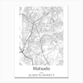 Matsudo,Japan Minimalist Map Canvas Print