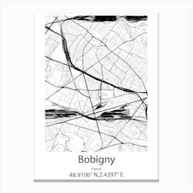 Bobigny,France Minimalist Map Canvas Print