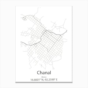 Chanal,Mexico Minimalist Map Canvas Print