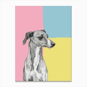 Greyhound Dog Pastel Line Watercolour Illustration  3 Canvas Print