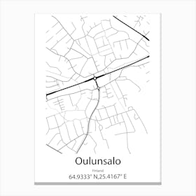 Oulunsalo,Finland Minimalist Map Canvas Print