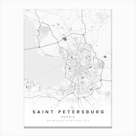 Saint Petersburg Russia White Map Stampe su tela