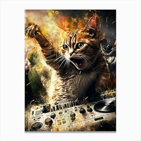 Cat Dj music 2 Canvas Print