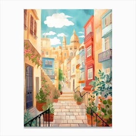 Valletta Malta 1 Illustration Canvas Print