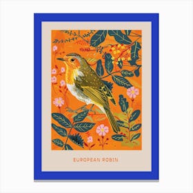 Spring Birds Poster European Robin 2 Canvas Print