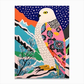 Maximalist Animal Painting Snowy Owl 3 Canvas Print