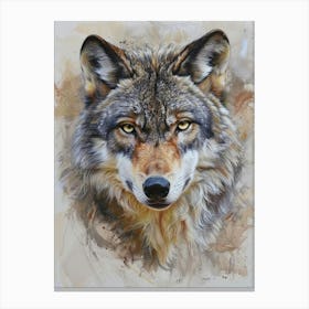 Timber Wolf Pastel Watercolour 2 Canvas Print