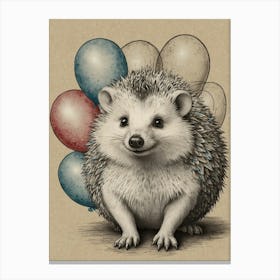 Hedgehog With Balloons 4 Canvas Print