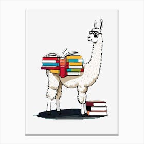 Llama With Books Canvas Print