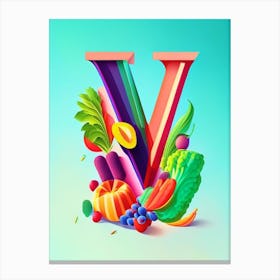 V  For Vegetables, Letter, Alphabet Pop Art Matisse 1 Canvas Print