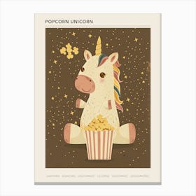 Muted Pastels Unicorn Eating Popcorn 2 Poster Canvas Print