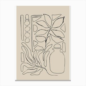 Drawing Of A Plant Line Drawing 1 Canvas Print
