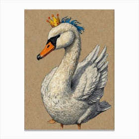 Swan With Crown 2 Canvas Print