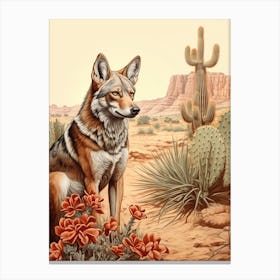 Red Wolf Vintage Style 4 Canvas Print